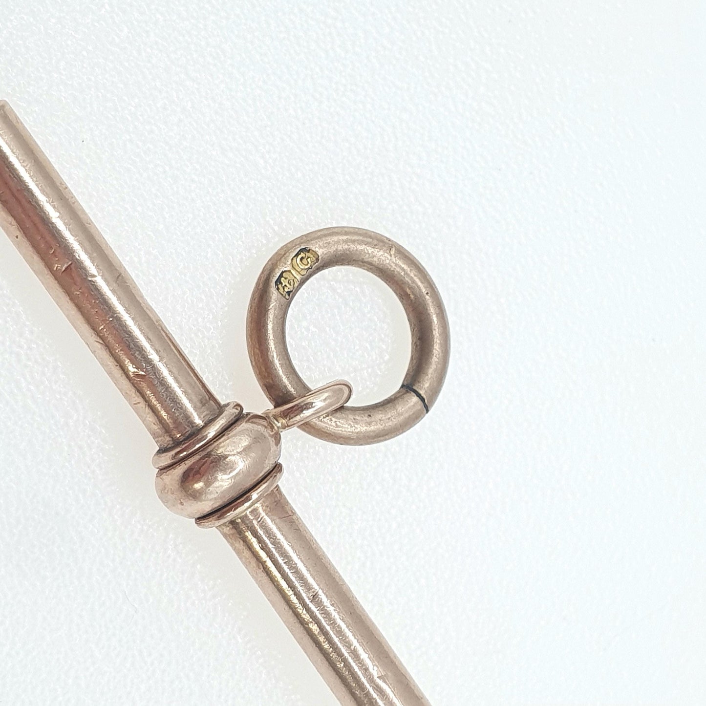 Antique Victorian 9ct Rose Gold T Bar Pendant Albert Chain Solid 9k 9kt Charm Necklace Vintage Jewelry Jewellery Mens Womens