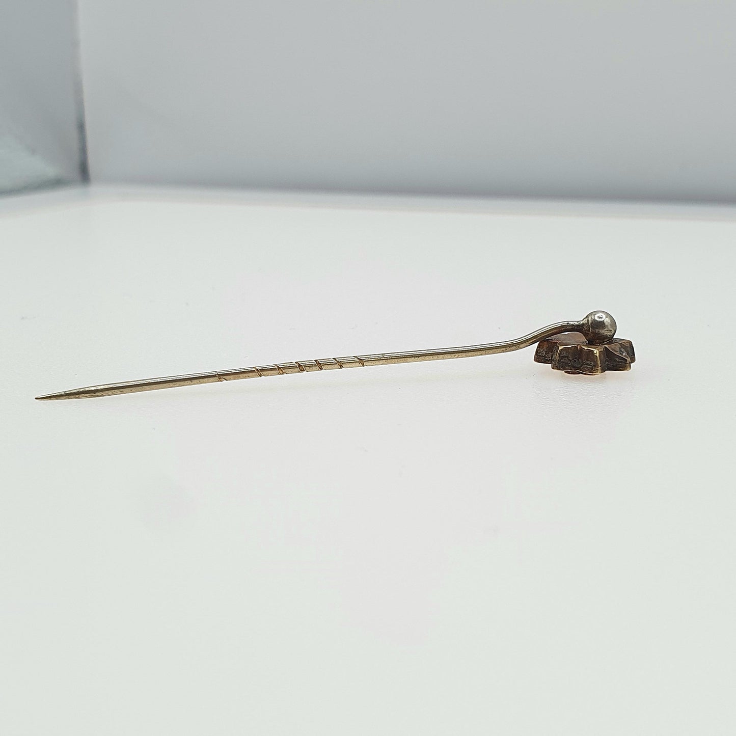 Antique Victorian Rolled Gold Front Flower Stick Pin Rose Gold Filled Mens Gents 1800s Jewelry Jewellery Womens Old Vintage