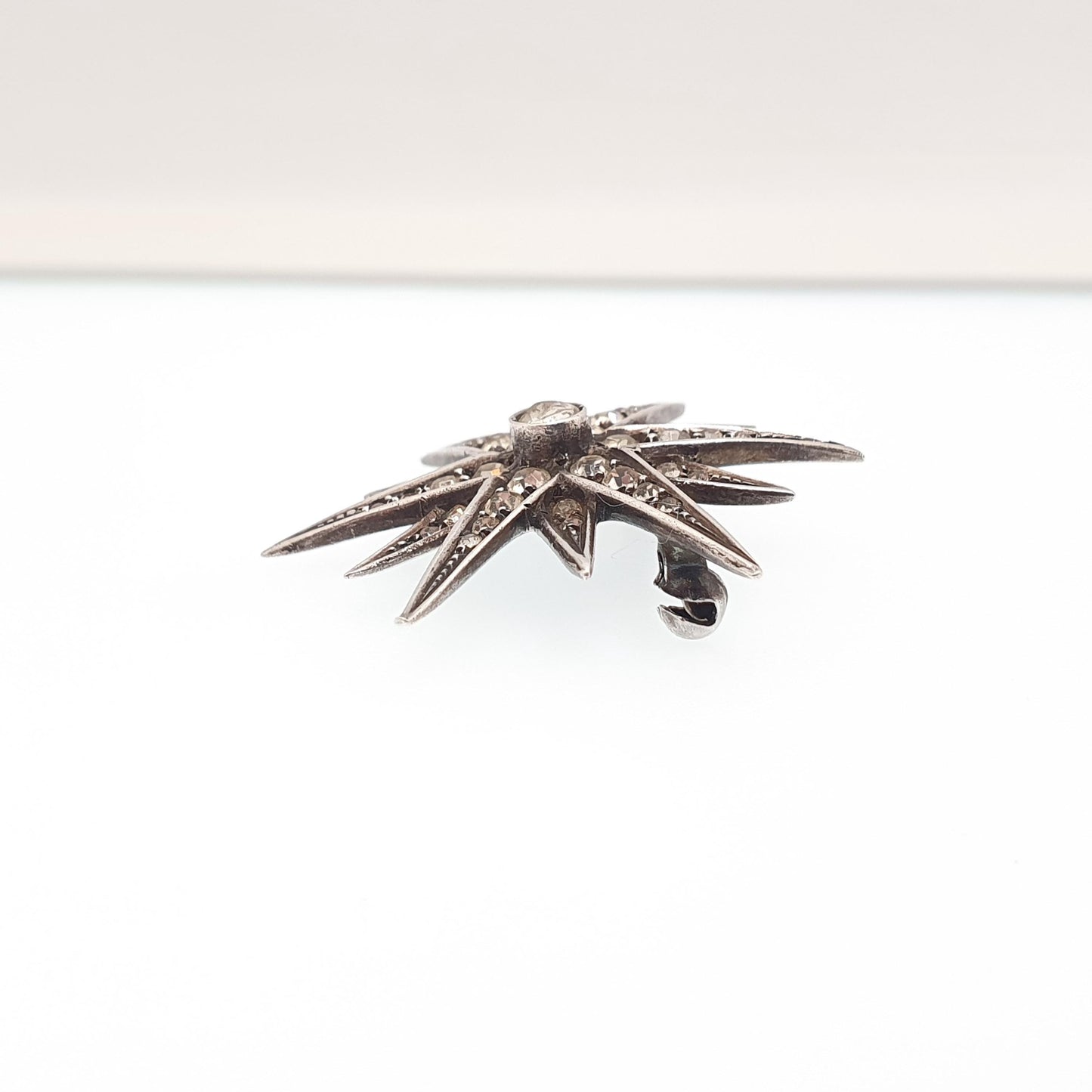 Antique Solid Silver Diamond Paste Star Brooch Victorian Sparkly Pin Celestial Starry Night Fine Jewelry Jewellery Vintage