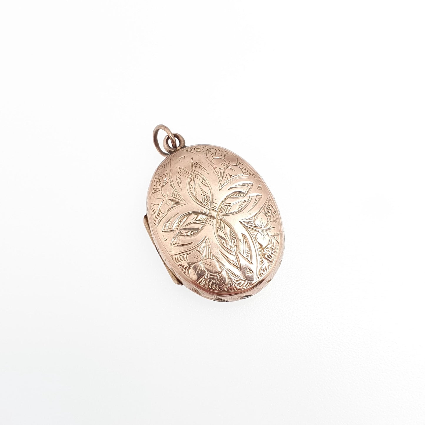 Antique Victorian 9ct Rose Gold Locket 9kt 9k Back and Front Oval Shield Cruciform Engraved Pendant Necklace Picture Photo Vintage