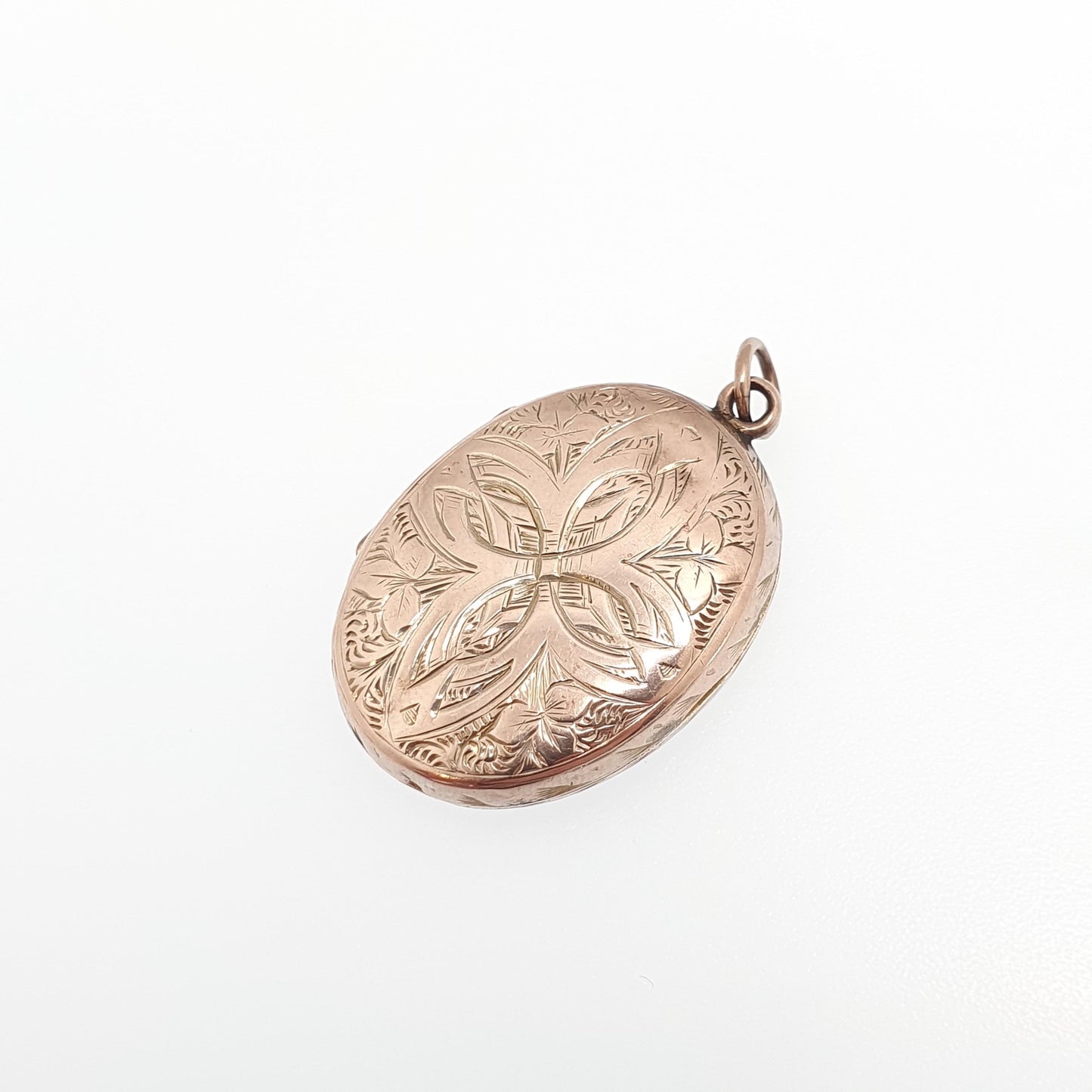 Antique Victorian 9ct Rose Gold Locket 9kt 9k Back and Front Oval Shield Cruciform Engraved Pendant Necklace Picture Photo Vintage