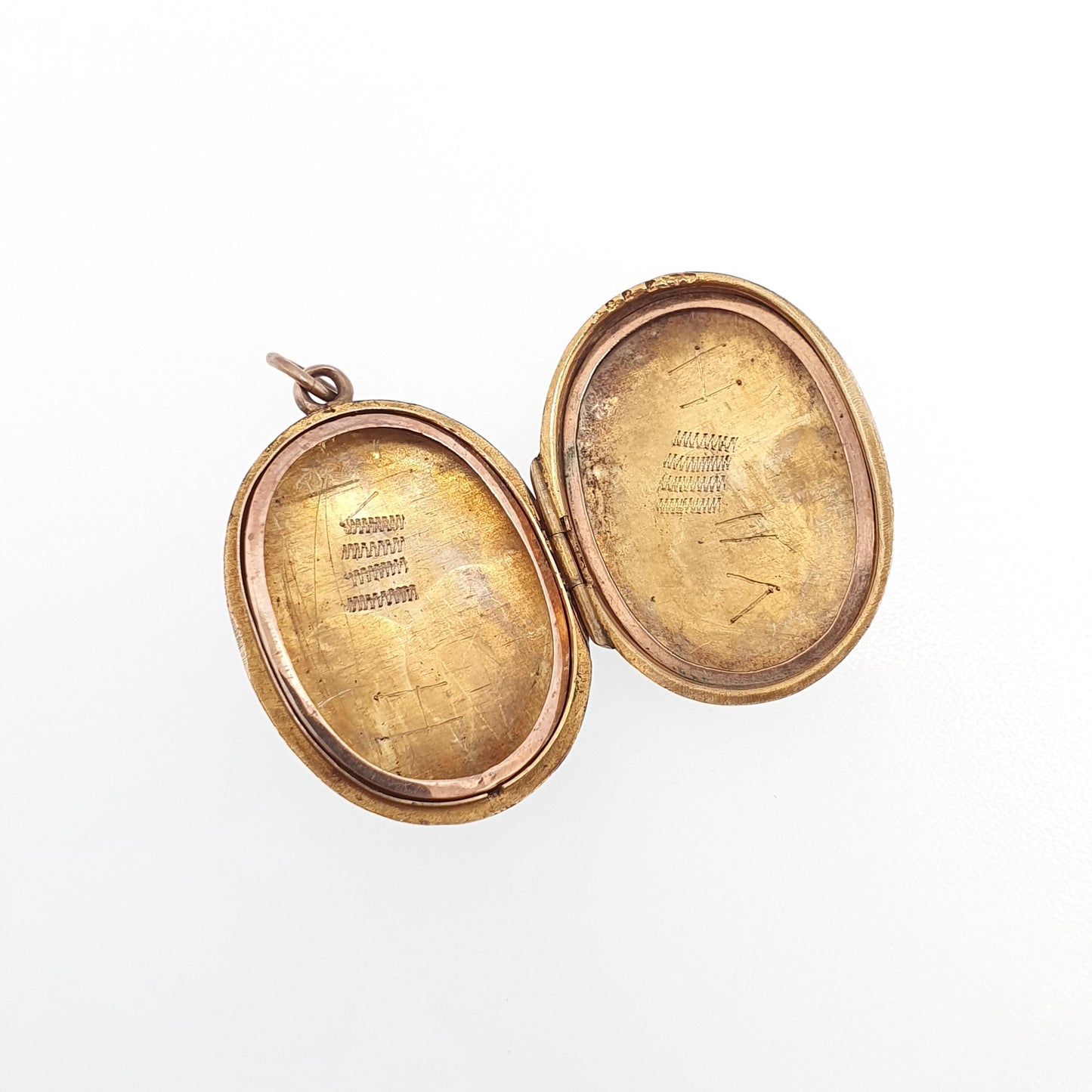 Antique Victorian 9ct Rose Gold Locket 9kt 9k Back and Front Oval Shield Cruciform Engraved Pendant Necklace Picture Photo Vintage