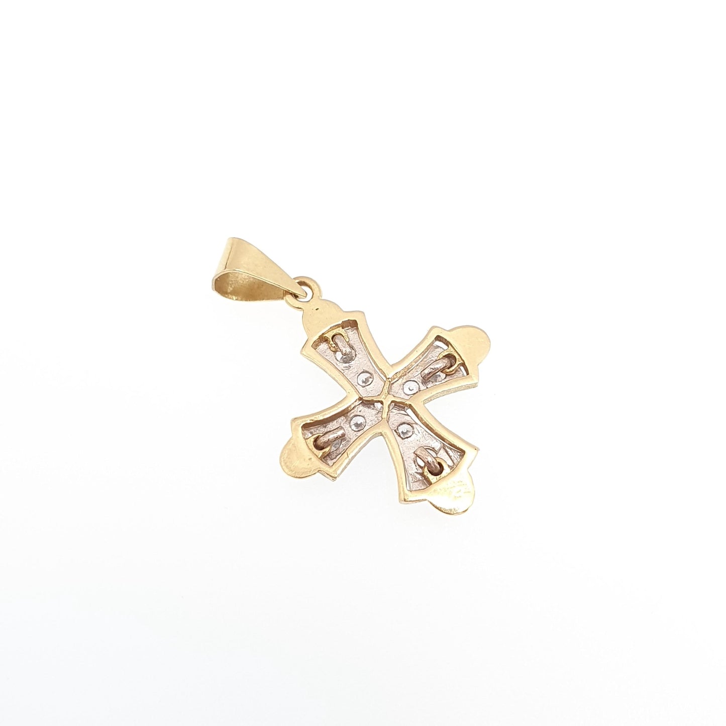 Vintage 18ct Gold Maltese Cross Pendant Necklace CZ Solid 750 18kt Cubic Zirconia Cruciform Crucifix Jewelry Jewellery