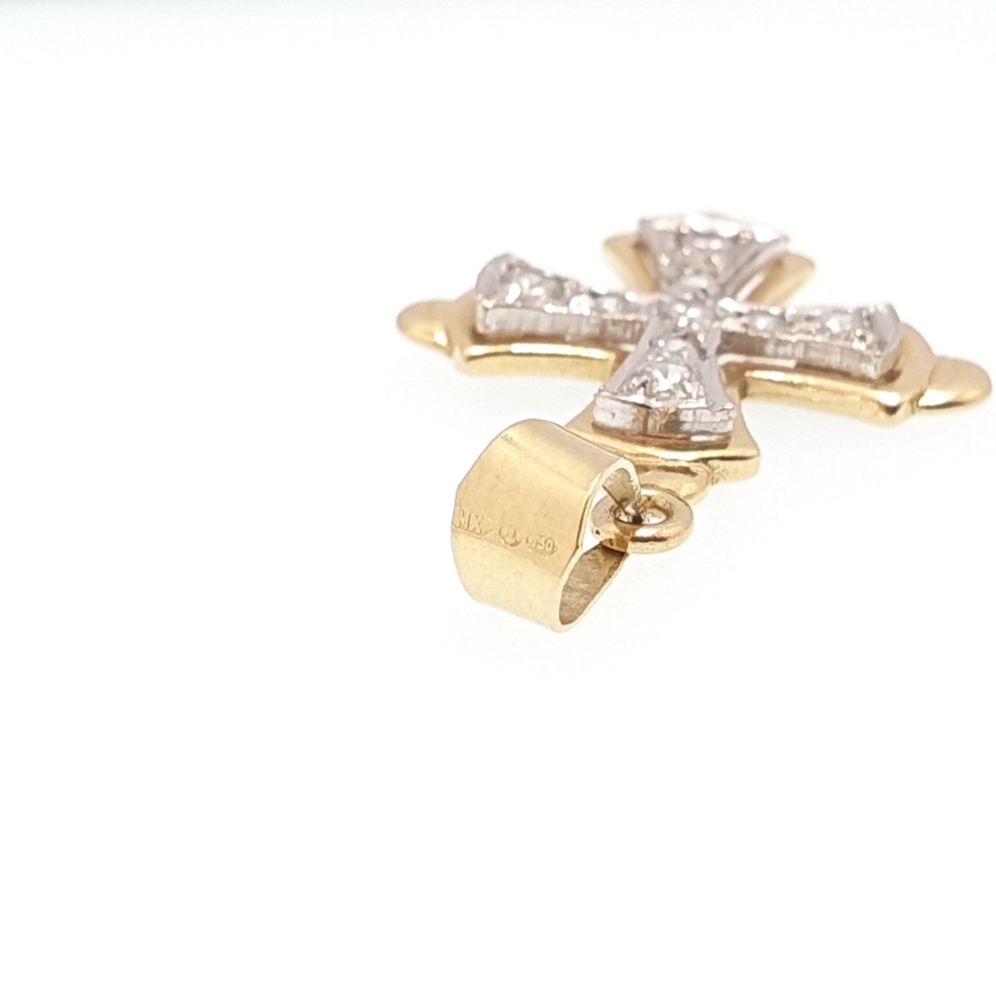 Vintage 18ct Gold Maltese Cross Pendant Necklace CZ Solid 750 18kt Cubic Zirconia Cruciform Crucifix Jewelry Jewellery