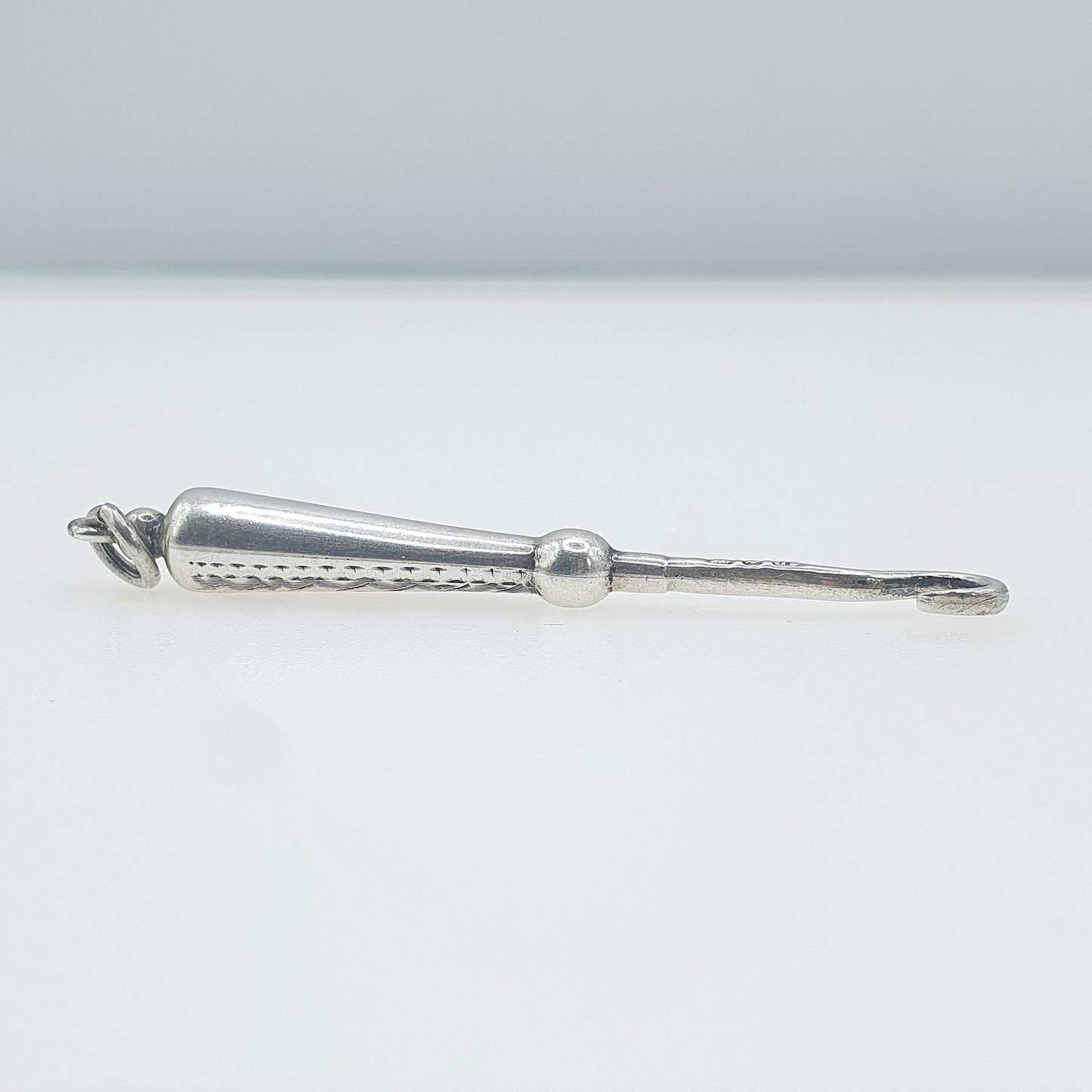 Antique Victorian Sterling Silver Button Hook Pendant Necklace 1876 Hallmark Sewing Vintage Womens Mens Unisex Jewelry Jewellery