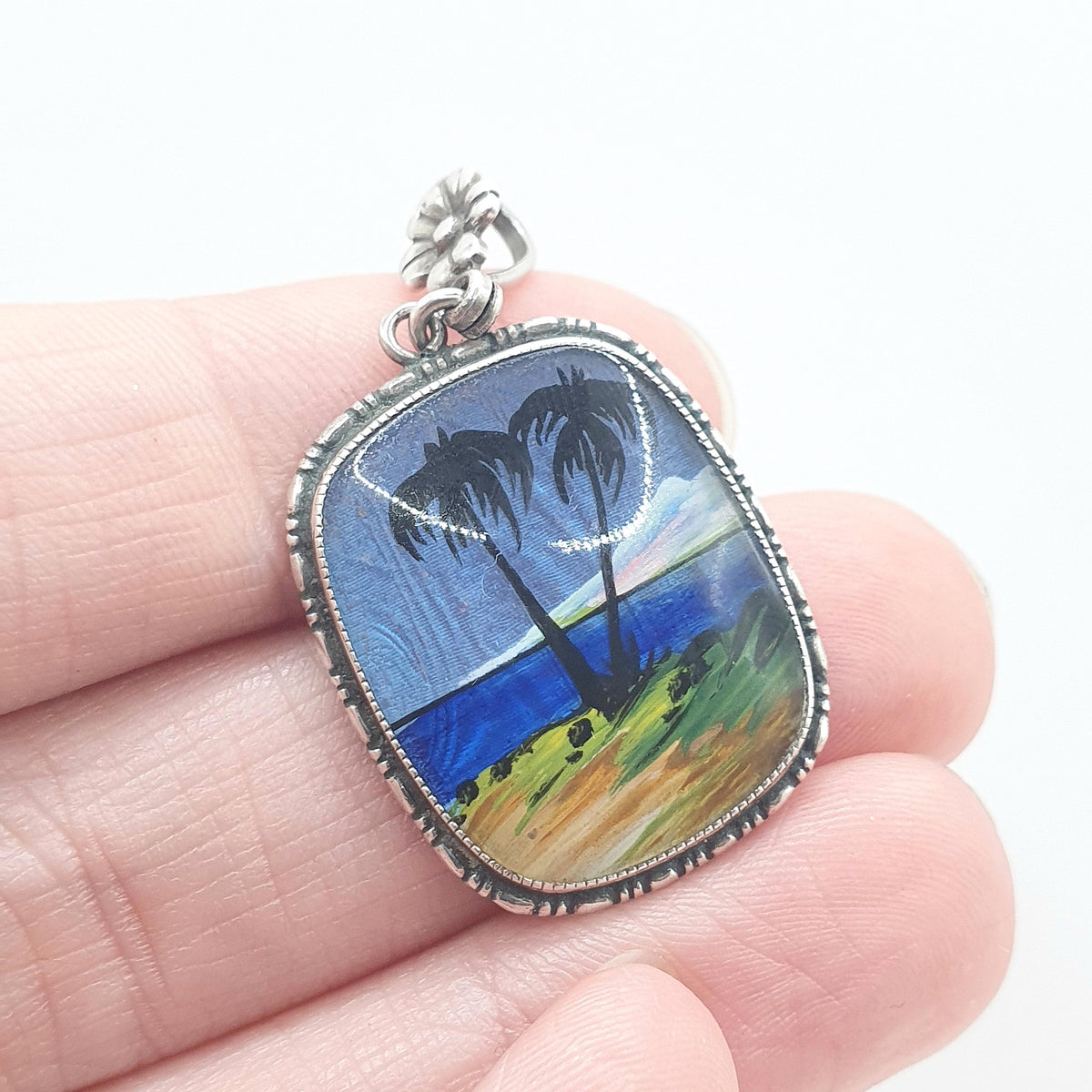 Antique Sterling Silver Butterfly Wing Pendant Palm Beach Necklace TLM Art Deco Morpho Blue Insect Bug Vintage Jewelry Jewellery