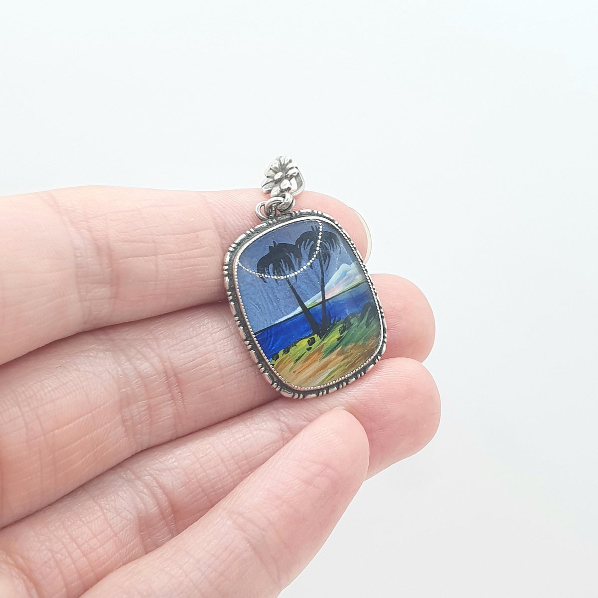 Antique Sterling Silver Butterfly Wing Pendant Palm Beach Necklace TLM Art Deco Morpho Blue Insect Bug Vintage Jewelry Jewellery