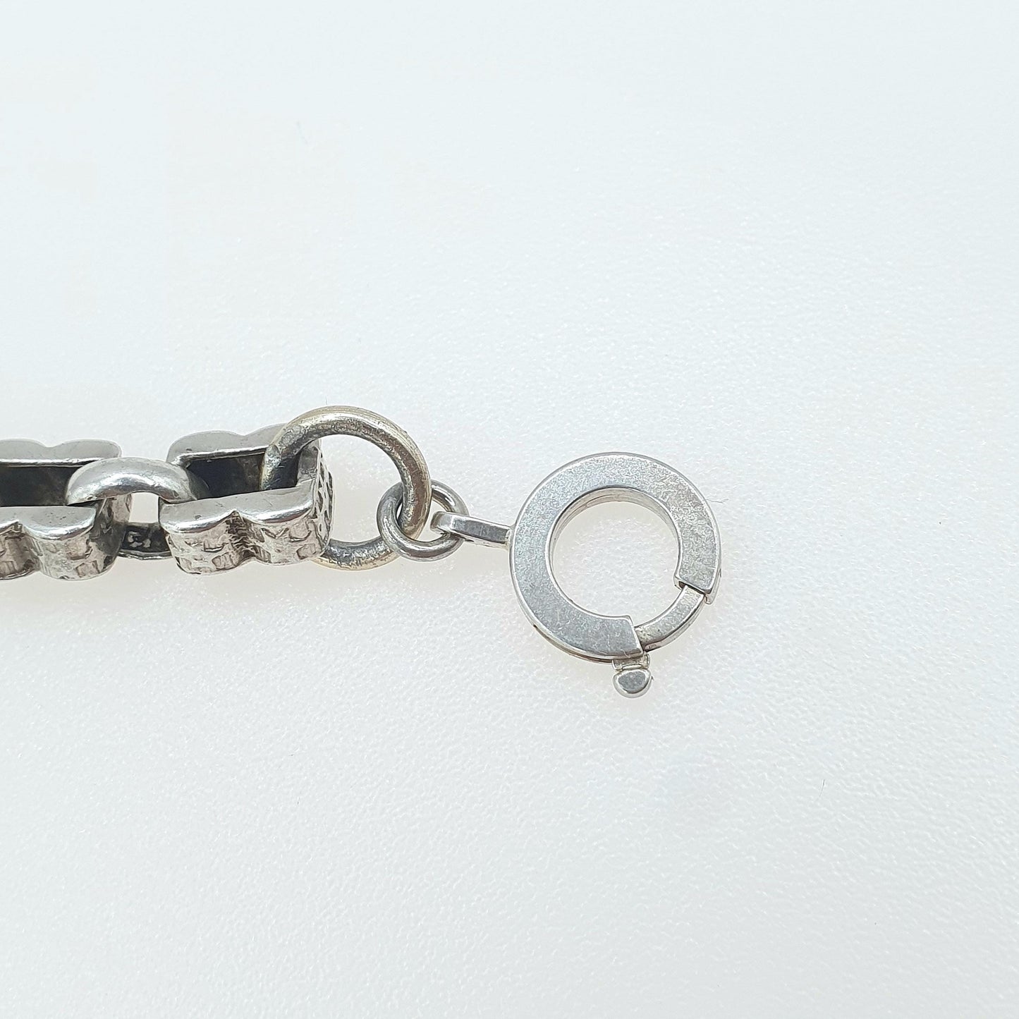Antique Victorian Solid Silver Albert Chain Bracelet Fancy Link Staple Square Vintage Womens Jewelry Jewellery Mens 12.32g 20cm 7.8”