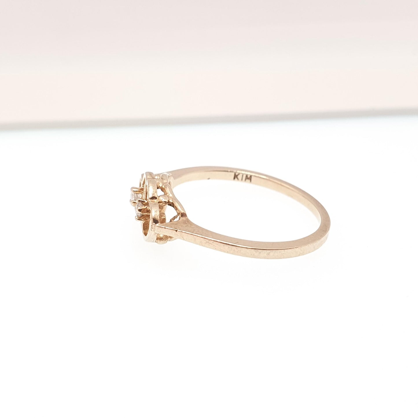 Vintage 10k Gold Double Heart Diamond Ring Solid 10kt 417 Genuine Natural Gemstone Jewelry Jewellery Womens