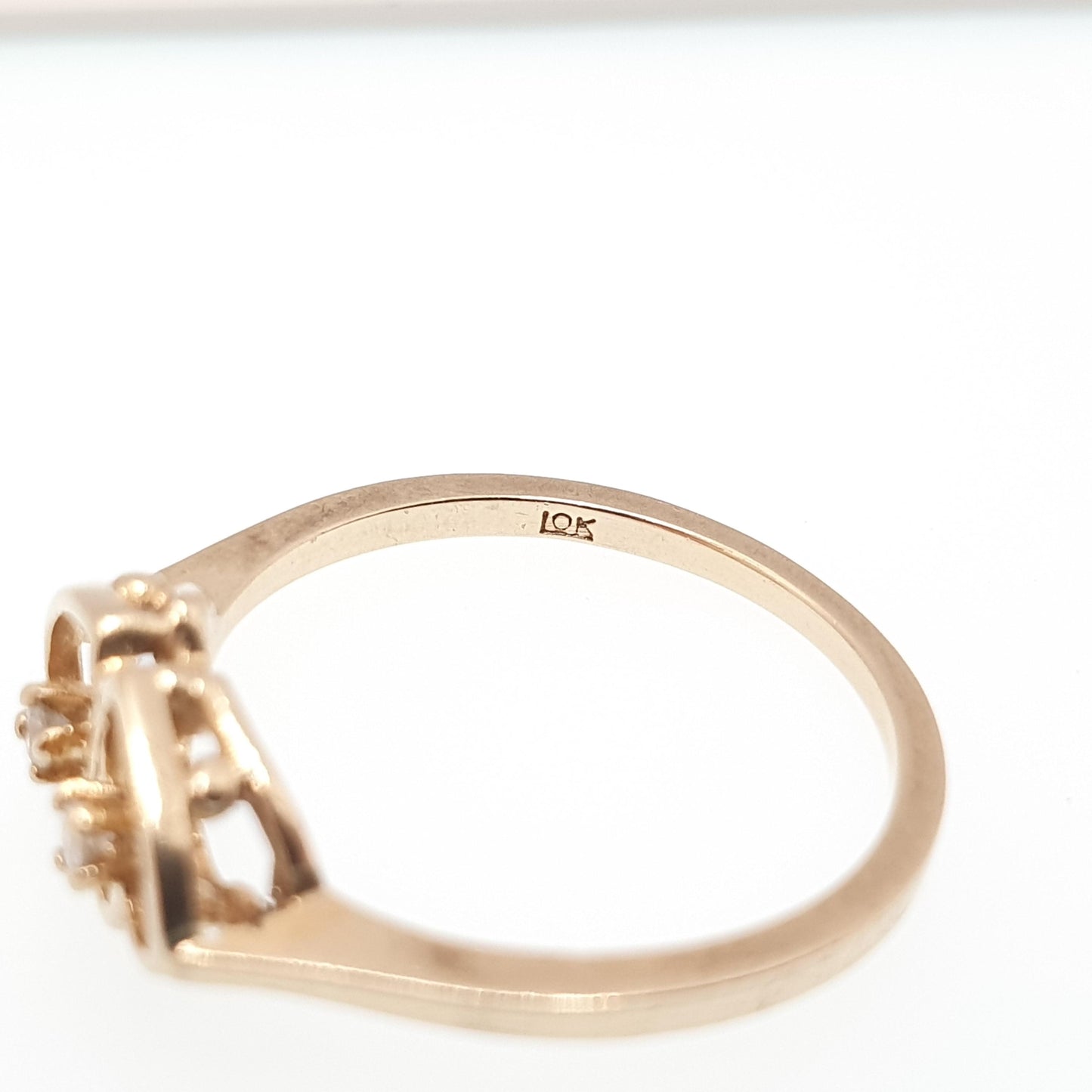 Vintage 10k Gold Double Heart Diamond Ring Solid 10kt 417 Genuine Natural Gemstone Jewelry Jewellery Womens