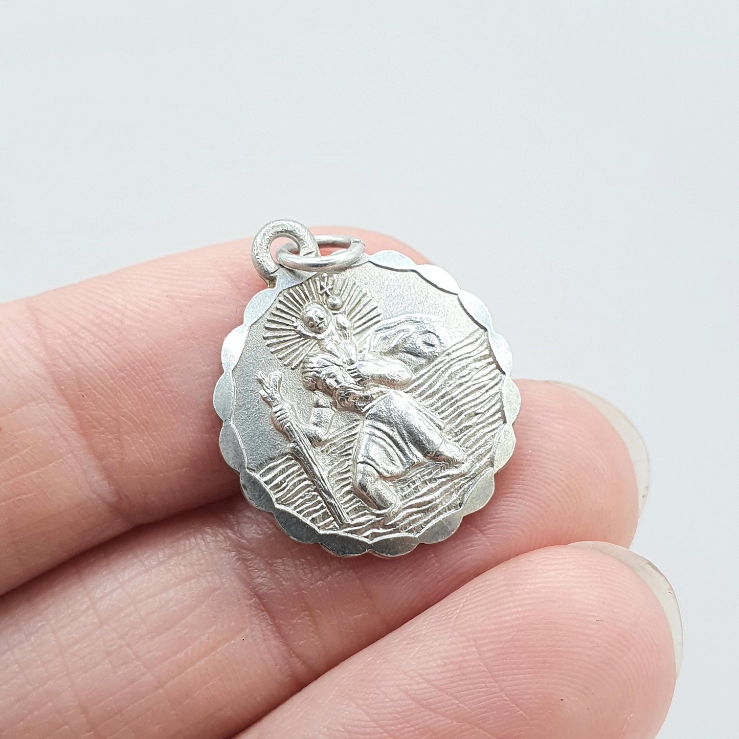 Vintage Sterling Silver GEORG JENSEN St Christopher Pendant Necklace Double Sided Car Plane Womens Mens Unisex Jewellery Jewelry