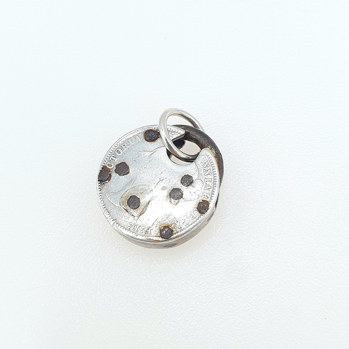 Antique Victorian Solid Silver Coin Padlock Charm Pendant Necklace Victorian Threepence Coin Jewellery Jewelry