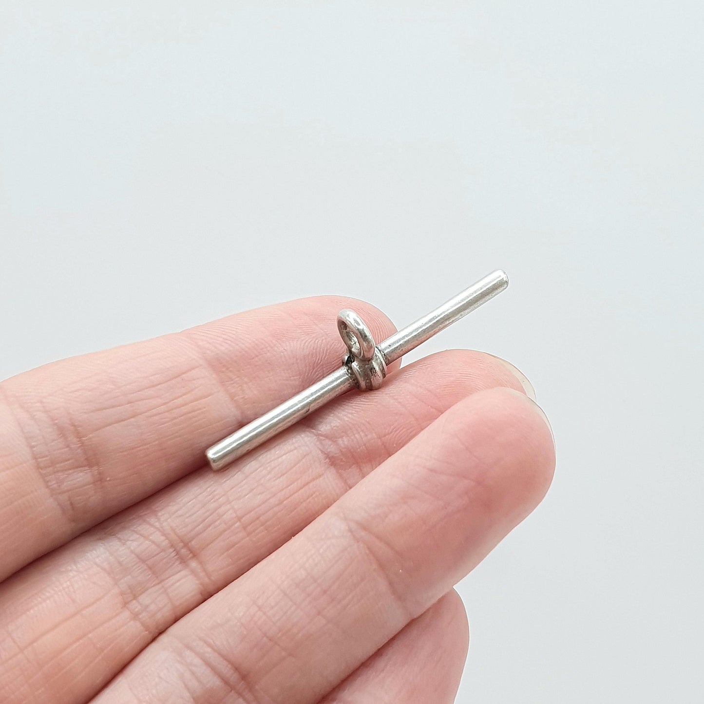 Antique Sterling Silver T Bar Pendant Fob Necklace 1924 Hallmark Albert Chain Large Unisex Jewelry Jewellery Charm Womens Mens