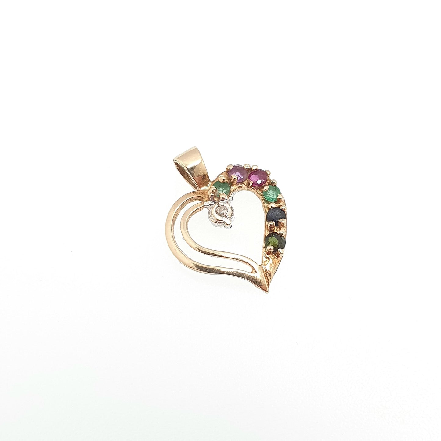 Vintage 9ct Gold DEAREST Heart Pendant Necklace Diamond Emerald Amethyst Ruby Sapphire Solid 9k 9kt Jewelry