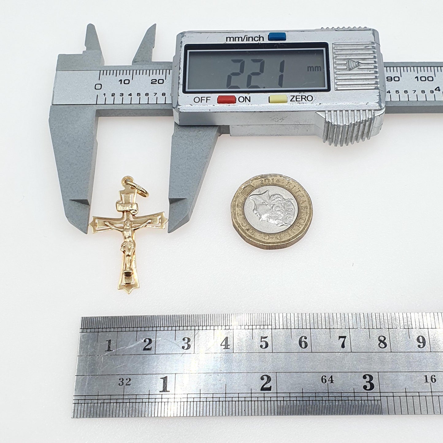 Vintage 9ct Gold Jesus on Cross Pendant Crucifix Necklace Christian Religious Solid 9kt 9k Mens Womens Jewelry Jewellery