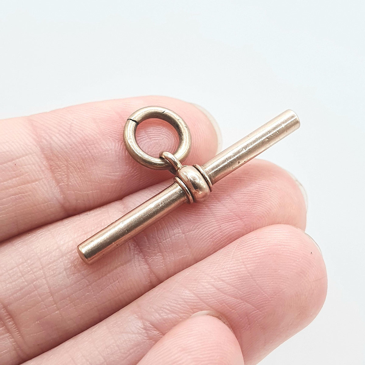 Antique Victorian 9ct Rose Gold T Bar Pendant Albert Chain Solid 9k 9kt Charm Necklace Vintage Jewelry Jewellery Mens Womens