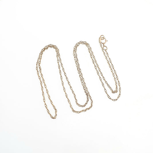Vintage 9k 9ct Gold Chain Necklace Yellow Rope Link 58cm 22.8" 2.41g Twisting Helix Twist Solid 9kt 375 9 Carat Mens Womens Jewelry