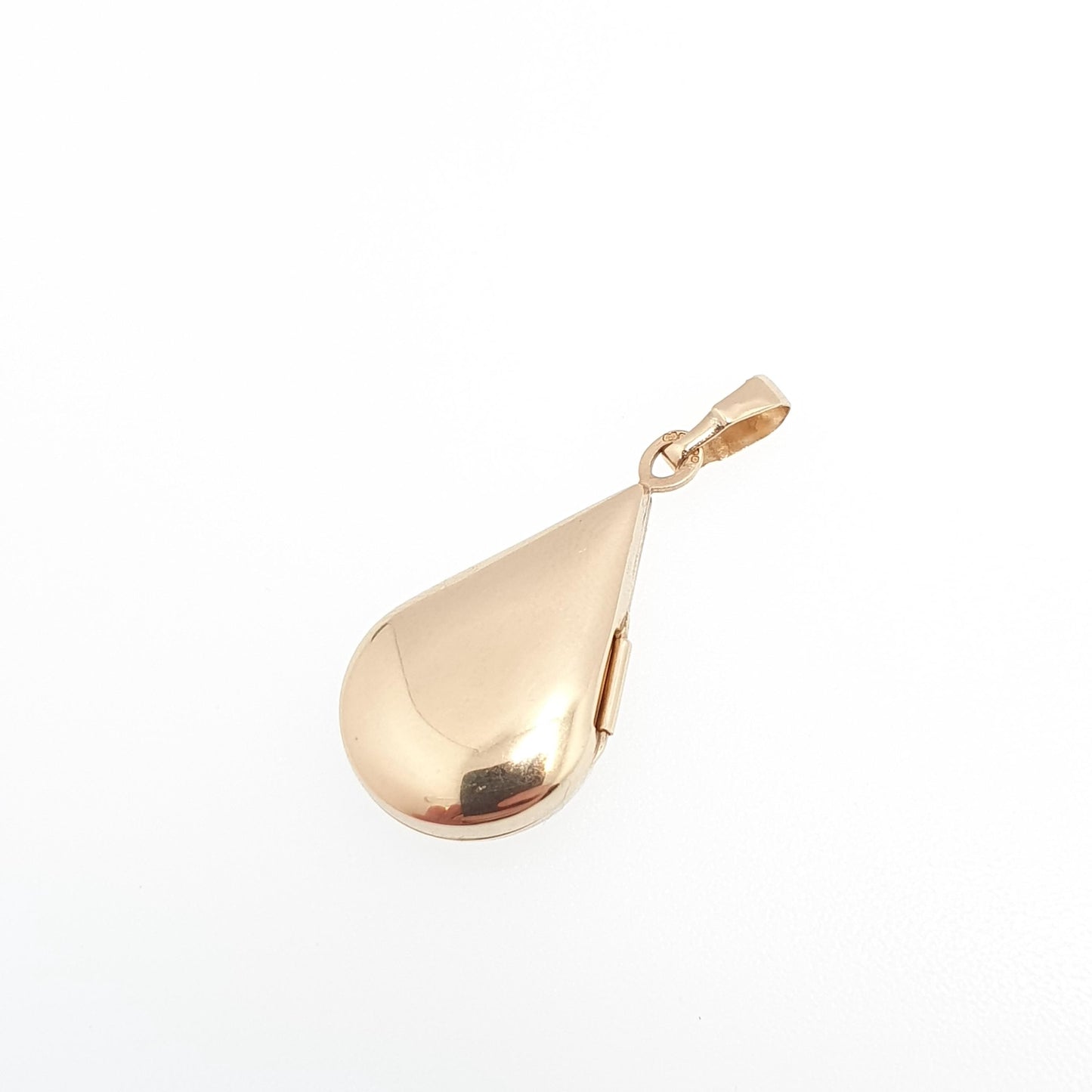 Vintage Solid 9ct 9k Gold Locket Teardrop Pear All 375 9 Carat Gold Flower Embossed Necklace Photo Picture Pendant