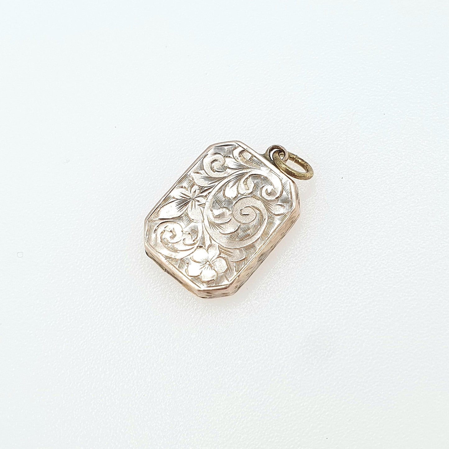 Antique Victorian 9ct Gold Rectangular Locket 9k Back and Front Rose Gold Engraved Photo Gift Vintage Necklace Jewelry Womens Jewellery