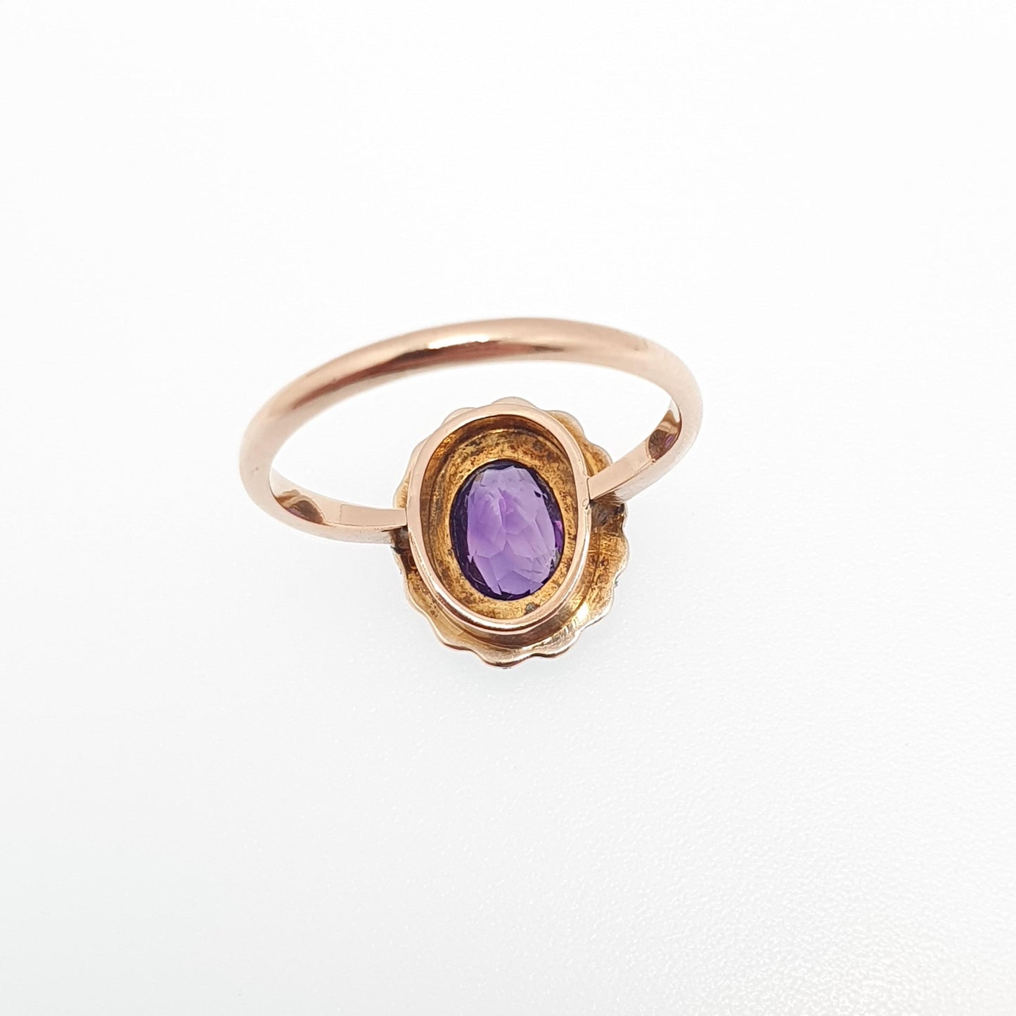 Antique 9ct 9k Gold Amethyst Ring Seed Pearl Halo Cluster Solid Silver 375 Genuine Gemstone Vintage Womens Jewelry Jewellery