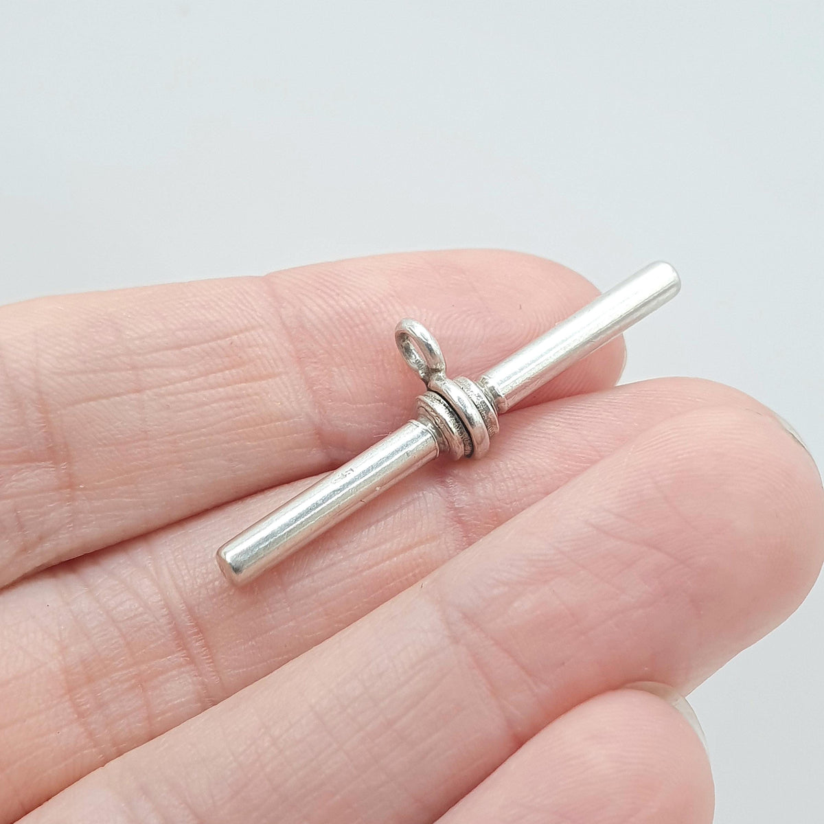Antique Victorian Sterling Silver T Bar Fob Pendant Necklace Albert Chain Solid Unisex Jewelry Jewellery Charm Albertina