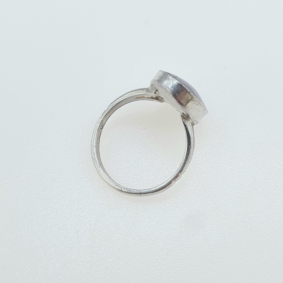 Antique Solid Silver Blue John Ring Signet Oval Cut Cabochon Genuine Womens Rare Fluorite Gemstone Mens Jewelry Jewellery UK I.5 US 4.5