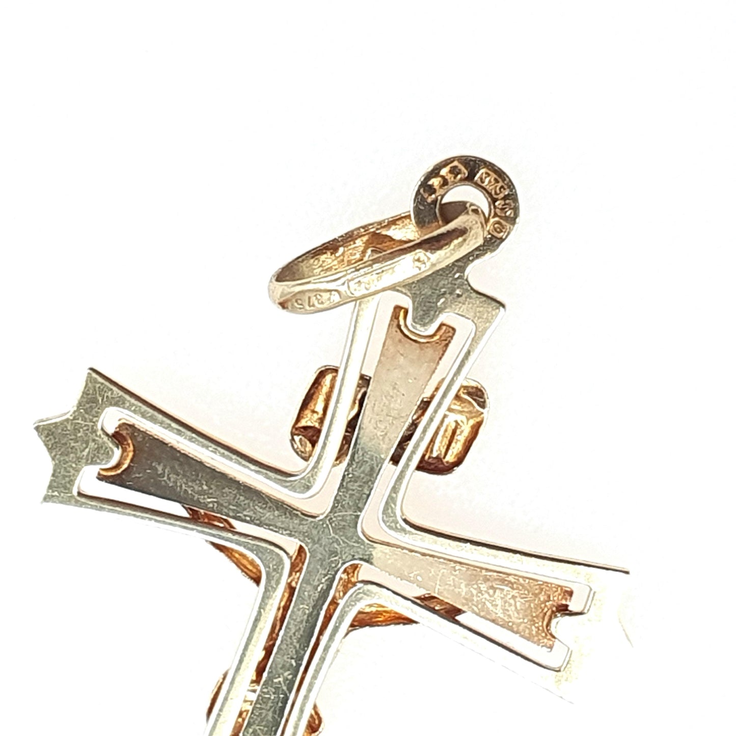 Vintage 9ct Gold Jesus on Cross Pendant Crucifix Necklace Christian Religious Solid 9kt 9k Mens Womens Jewelry Jewellery