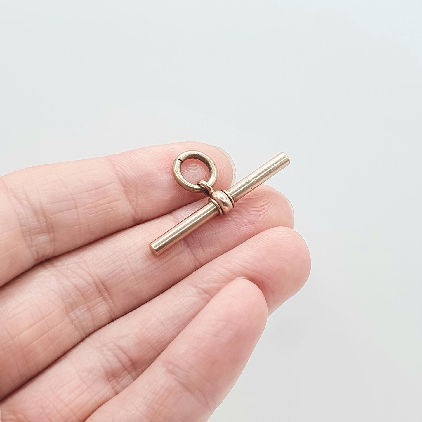 Antique Victorian 9ct Rose Gold T Bar Pendant Albert Chain Solid 9k 9kt Charm Necklace Vintage Jewelry Jewellery Mens Womens