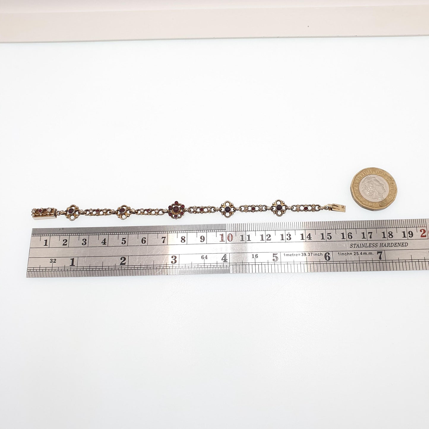Antique Gold On Solid Silver Garnet & Seed Pearl Bracelet Austro Hungarian Cluster Knot 15cm 7.08g Vermeil Womens Jewelry Jewellery
