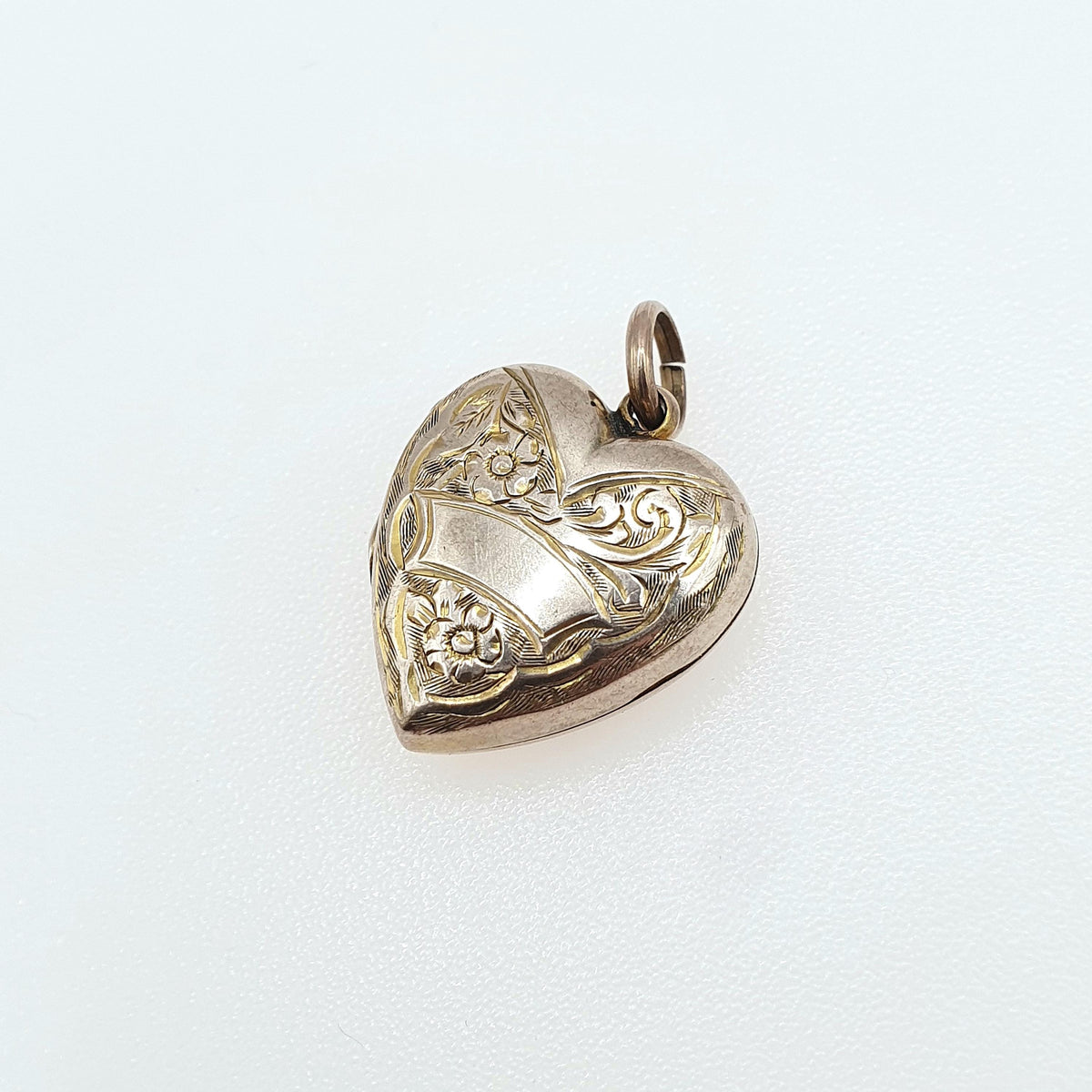 Antique Victorian 9ct Gold Heart Locket 9k Back and Front Hand Engraved Pendant Love Necklace Vintage Jewelry Jewellery Womens Mens