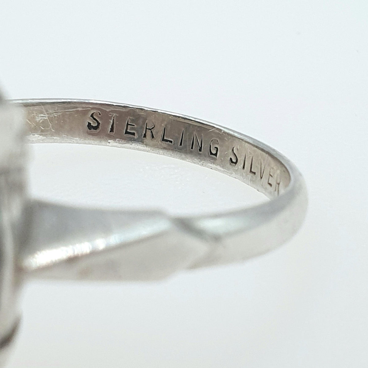 Vintage Sterling Silver Wedgwood Ring Marquise Sky Blue Jasperware Women Ladies Retro Jewelry Jewellery UK L US 5.75
