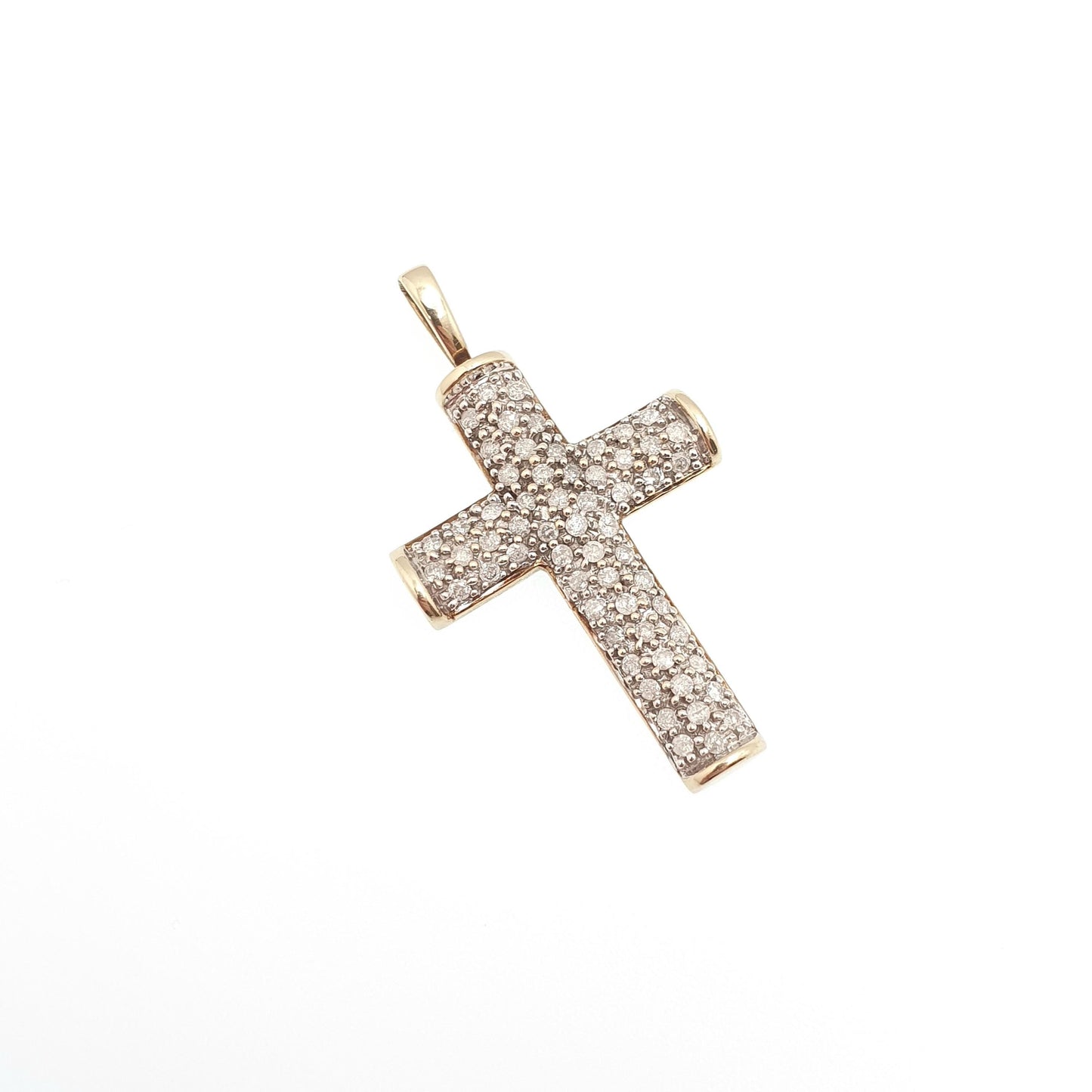 Vintage 9ct Gold Diamond Cross Pendant 1ct of Natural Diamonds Large Big Crucifix Solid 9k 9kt 375 Retro Necklace Jewelry