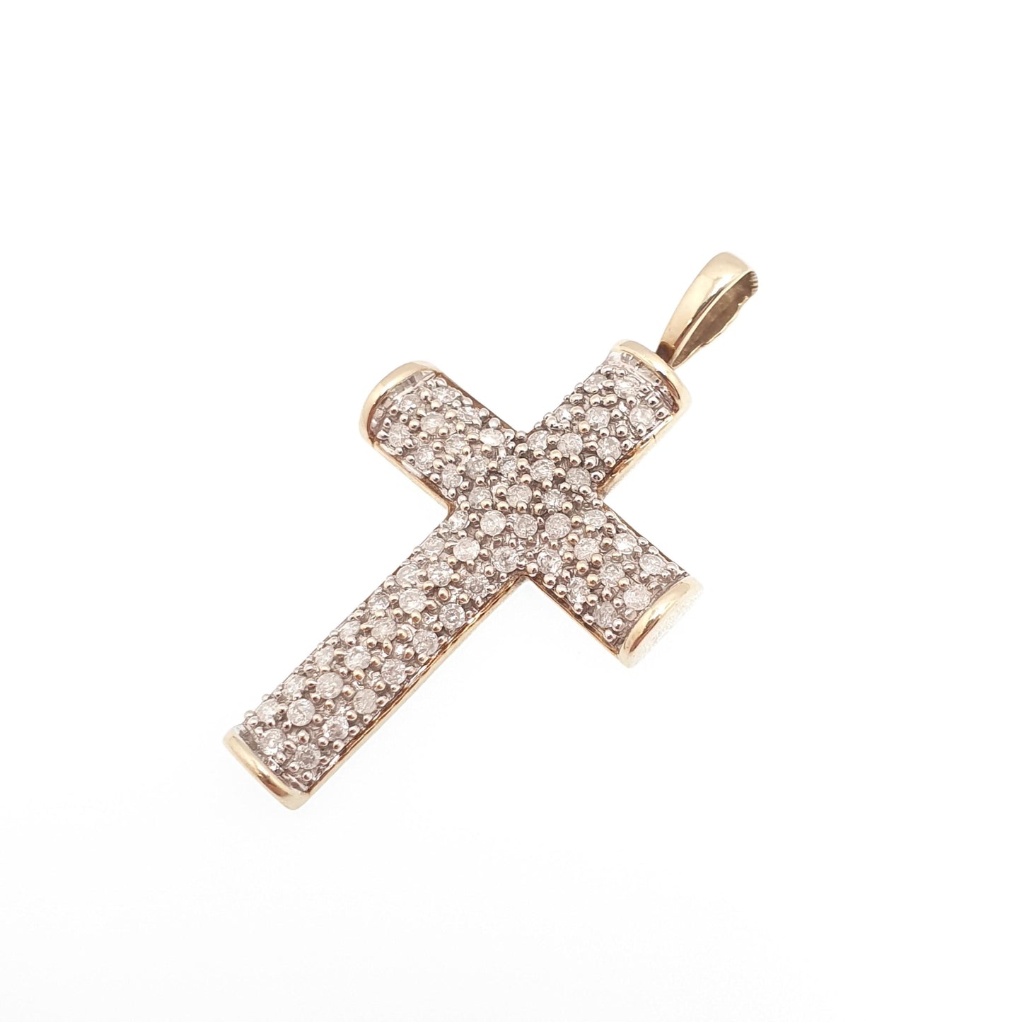 Vintage 9ct Gold Diamond Cross Pendant 1ct of Natural Diamonds Large Big Crucifix Solid 9k 9kt 375 Retro Necklace Jewelry
