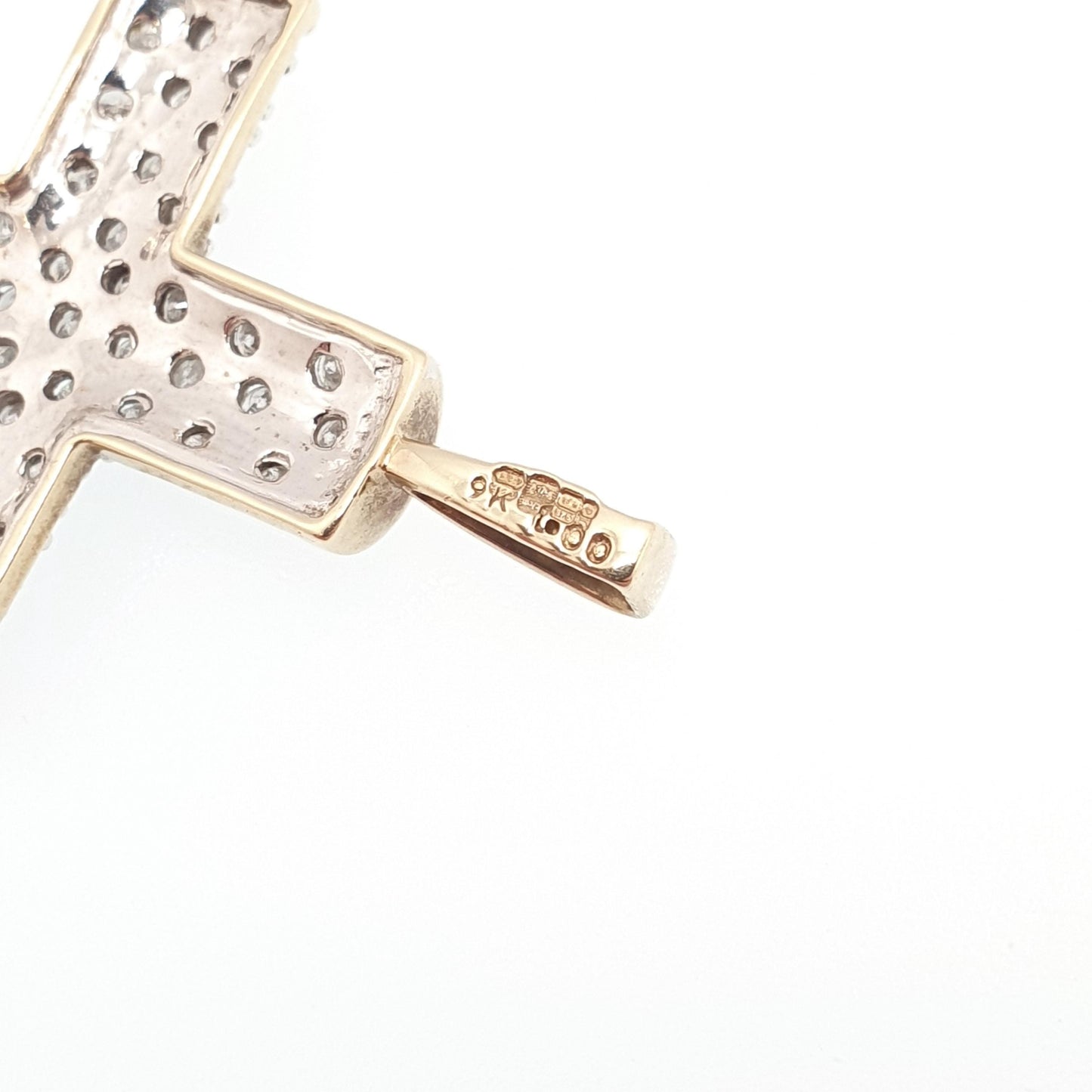 Vintage 9ct Gold Diamond Cross Pendant 1ct of Natural Diamonds Large Big Crucifix Solid 9k 9kt 375 Retro Necklace Jewelry
