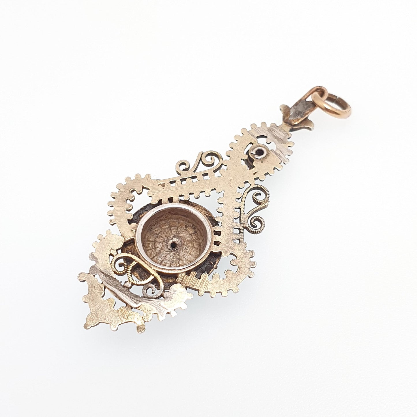 Antique Victorian Solid Silver Garnet & Pearl Pendant Enamel Necklace Gold Vermeil Austro Hungarian Style Vintage Womens Jewelry Jewellery
