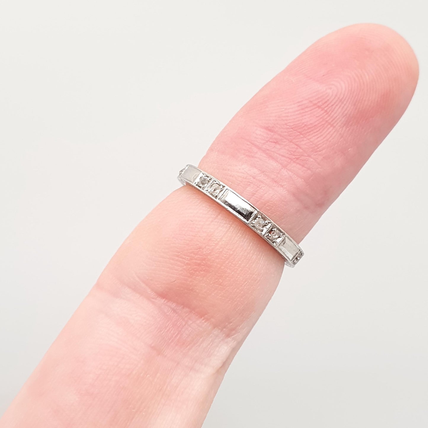 Antique Art Deco Platinum Diamond Eternity Ring 1920s Natural Diamonds Gemstone Full Band Stacker Wedding Womens Jewellery Jewelry