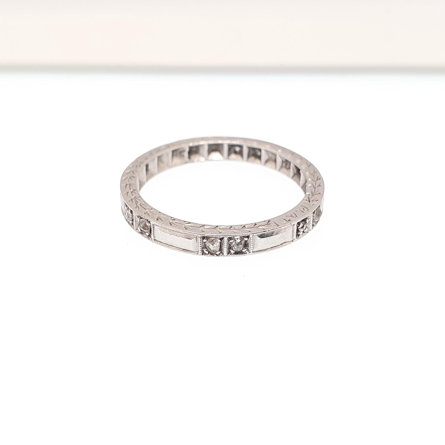 Antique Art Deco Platinum Diamond Eternity Ring 1920s Natural Diamonds Gemstone Full Band Stacker Wedding Womens Jewellery Jewelry