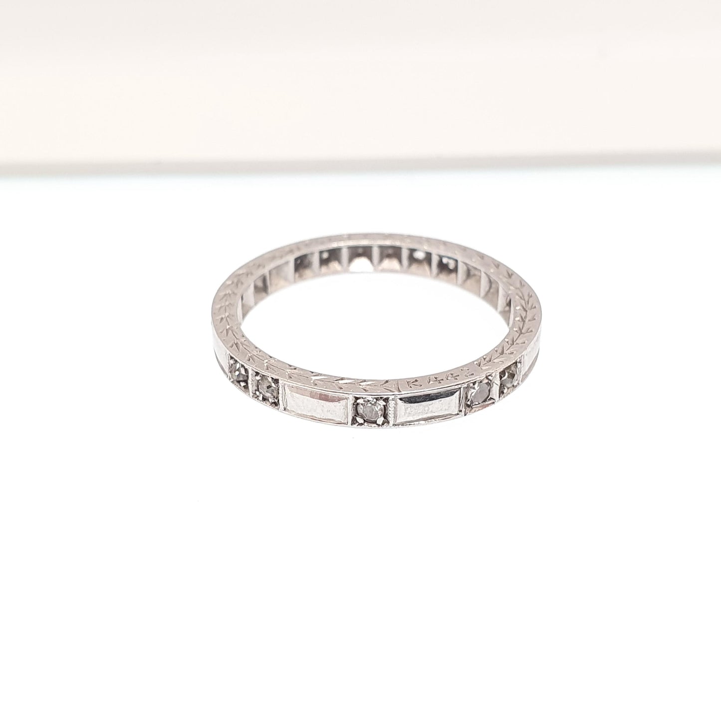 Antique Art Deco Platinum Diamond Eternity Ring 1920s Natural Diamonds Gemstone Full Band Stacker Wedding Womens Jewellery Jewelry