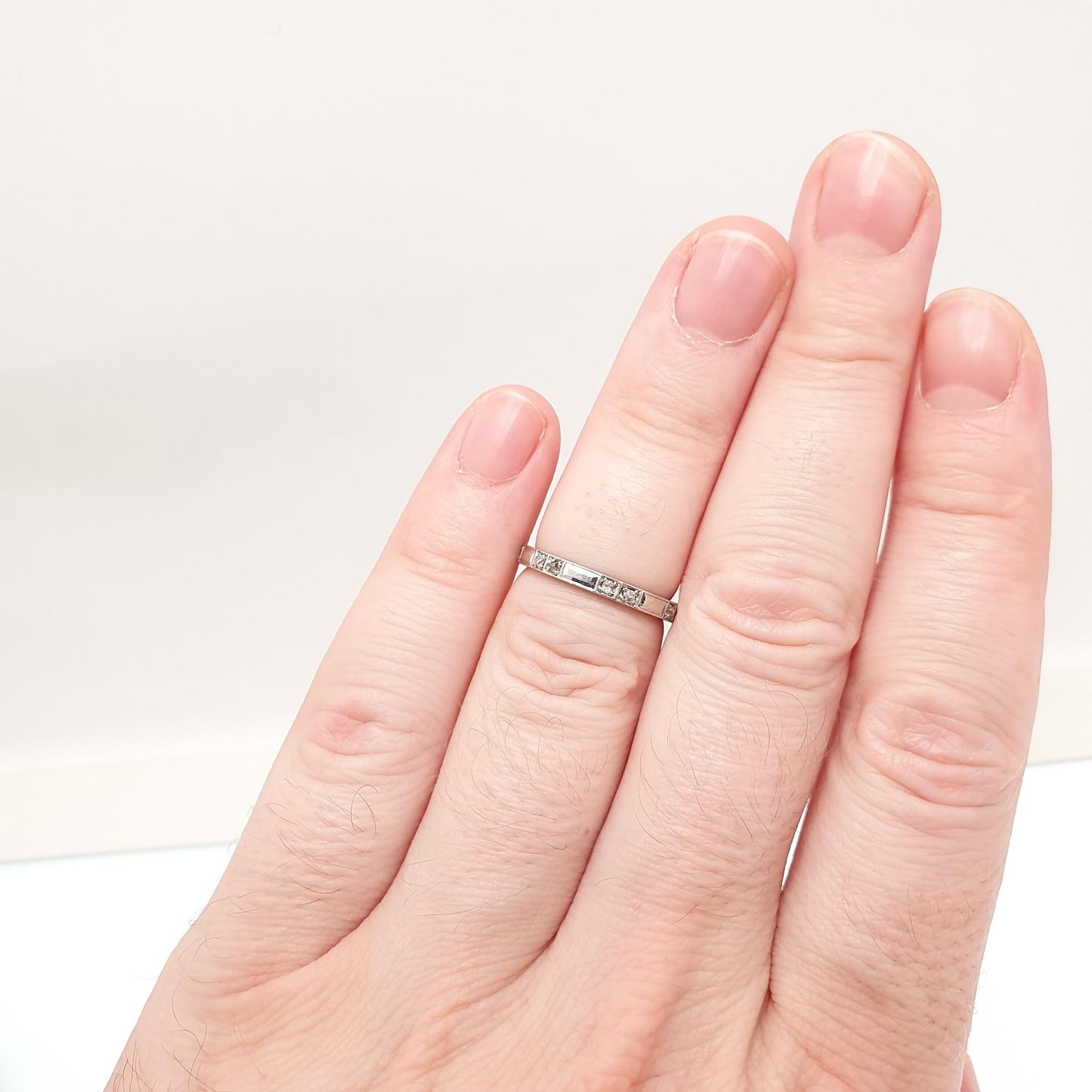 Antique Art Deco Platinum Diamond Eternity Ring 1920s Natural Diamonds Gemstone Full Band Stacker Wedding Womens Jewellery Jewelry