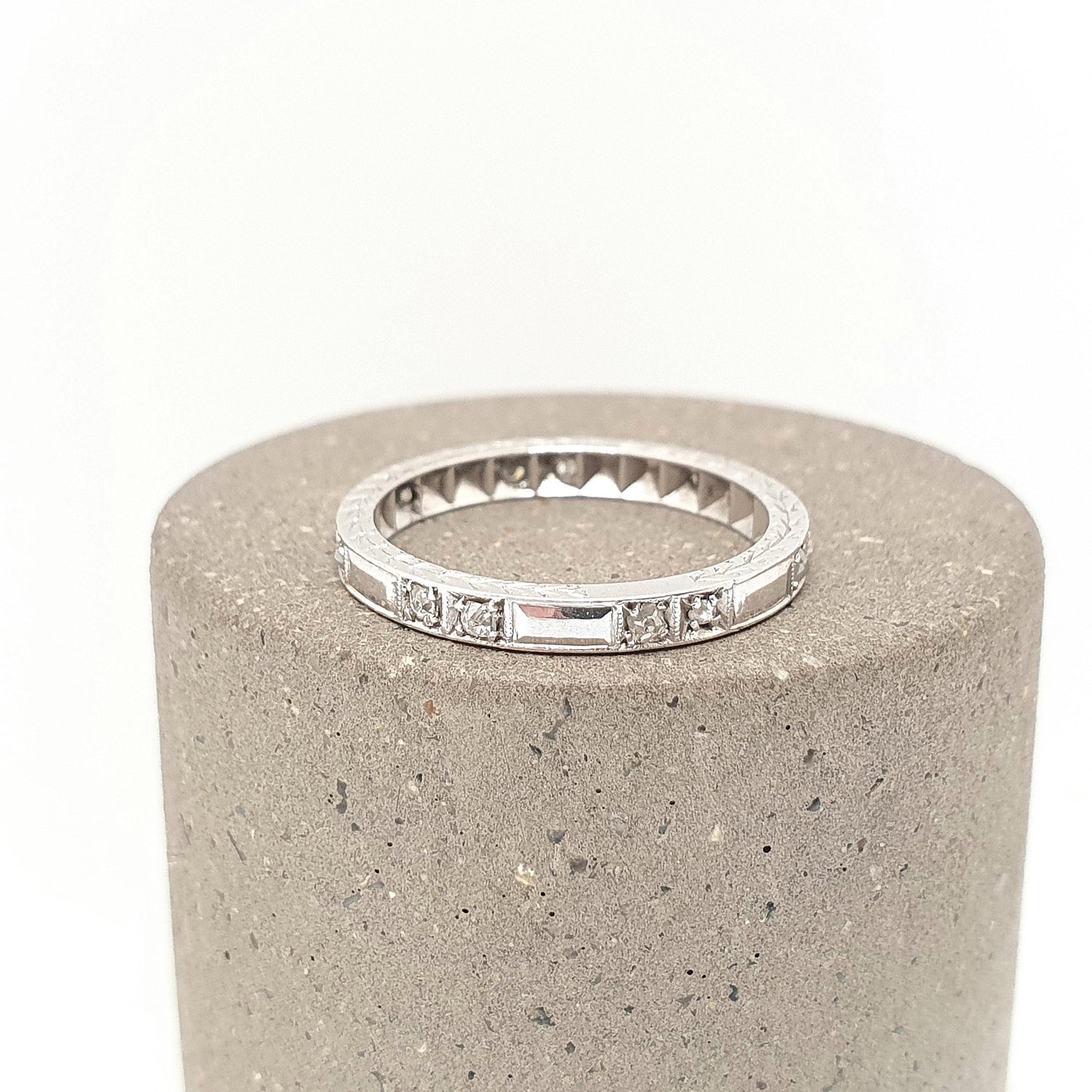 Antique Art Deco Platinum Diamond Eternity Ring 1920s Natural Diamonds Gemstone Full Band Stacker Wedding Womens Jewellery Jewelry