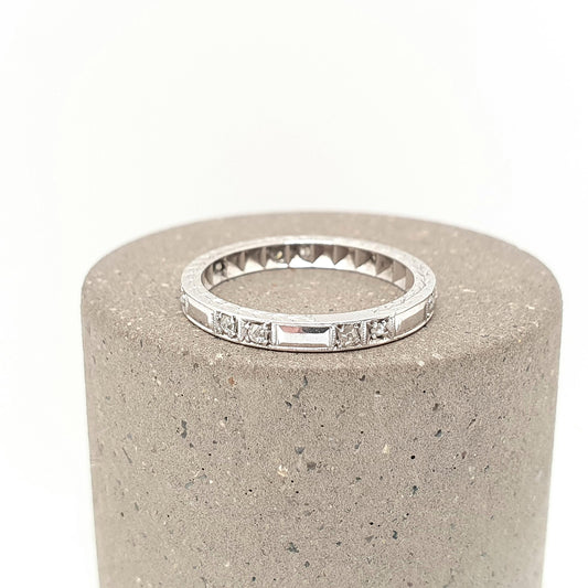 Antique Art Deco Platinum Diamond Eternity Ring 1920s Natural Diamonds Gemstone Full Band Stacker Wedding Womens Jewellery Jewelry