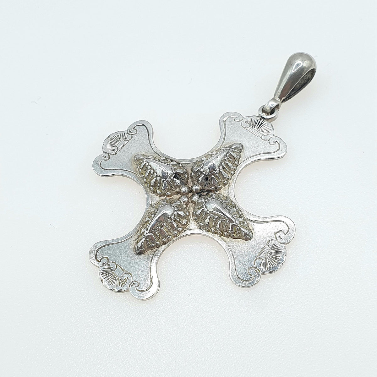 Antique Victorian Solid Silver Cruciform Pendant Large Maltese Cross Crucifix Necklace Religious Big Large Mens Womens Jewelry Jewellery