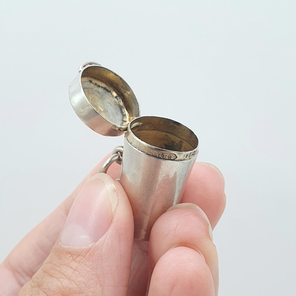 Antique Sterling Silver Cheroot Case Holder Pendant Fob Necklace Cylinder Holder 1903 Hallmark Smoking Vintage Unisex Jewellery Jewelry
