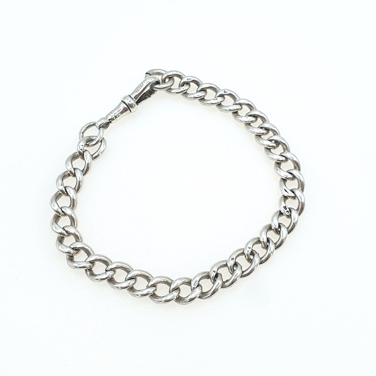 Antique Sterling Silver Albert Chain Bracelet Curb Link Dog Clip 1913 Hallmark 22.58g 21cm Vintage Womens Mens Unisex Jewellery Jewelry
