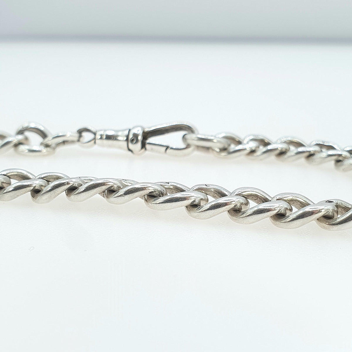 Antique Sterling Silver Albert Chain Bracelet Curb Link Dog Clip 1913 Hallmark 22.58g 21cm Vintage Womens Mens Unisex Jewellery Jewelry