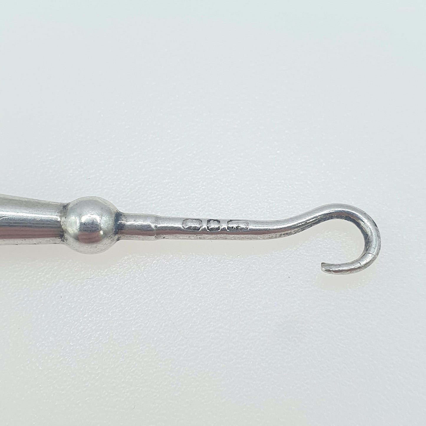 Antique Victorian Sterling Silver Button Hook Pendant Necklace 1876 Hallmark Sewing Vintage Womens Mens Unisex Jewelry Jewellery