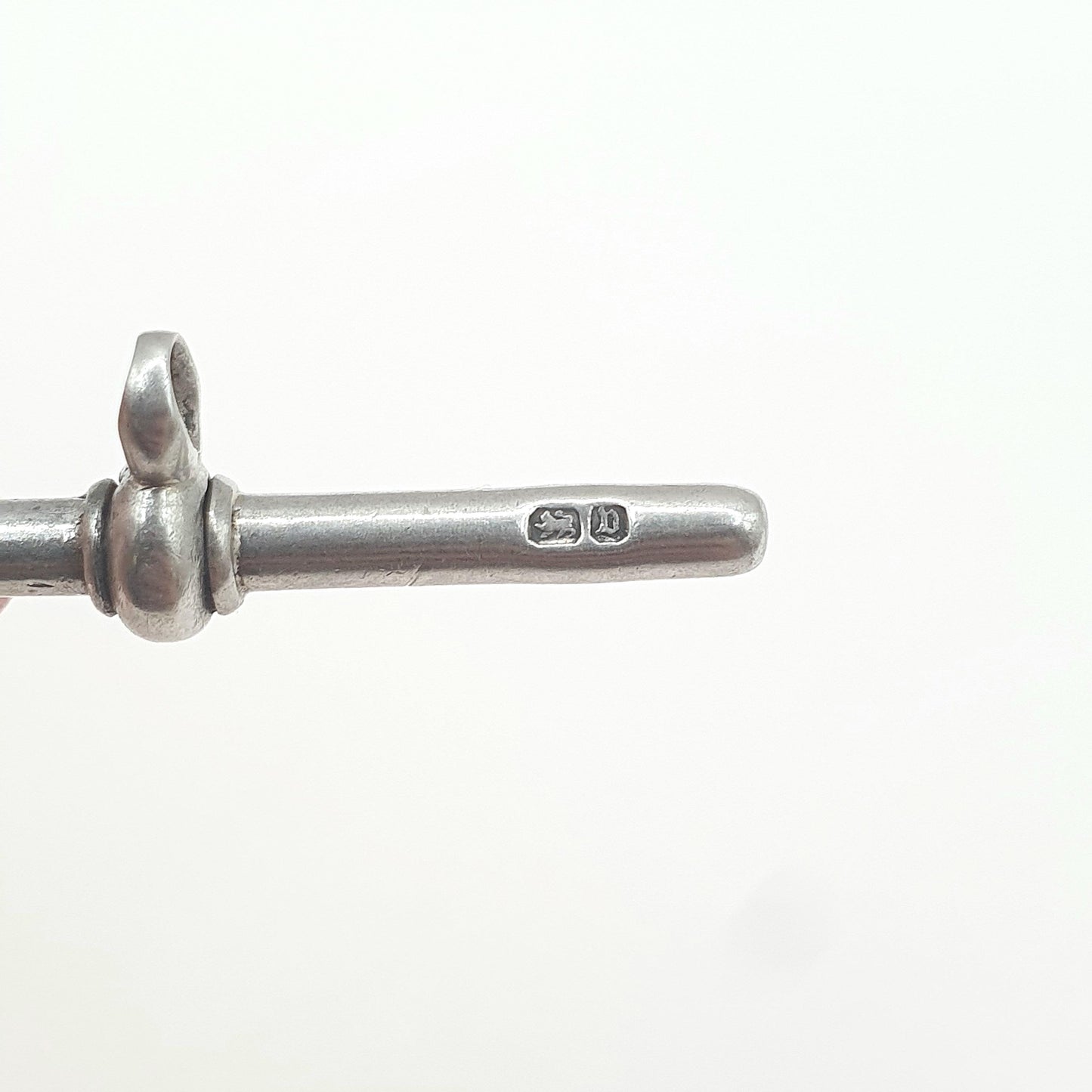 Antique Sterling Silver T Bar Pendant Fob Necklace Albert Chain Fob 1876 Hallmark Vintage Jewelry Jewellery Charm Albertina