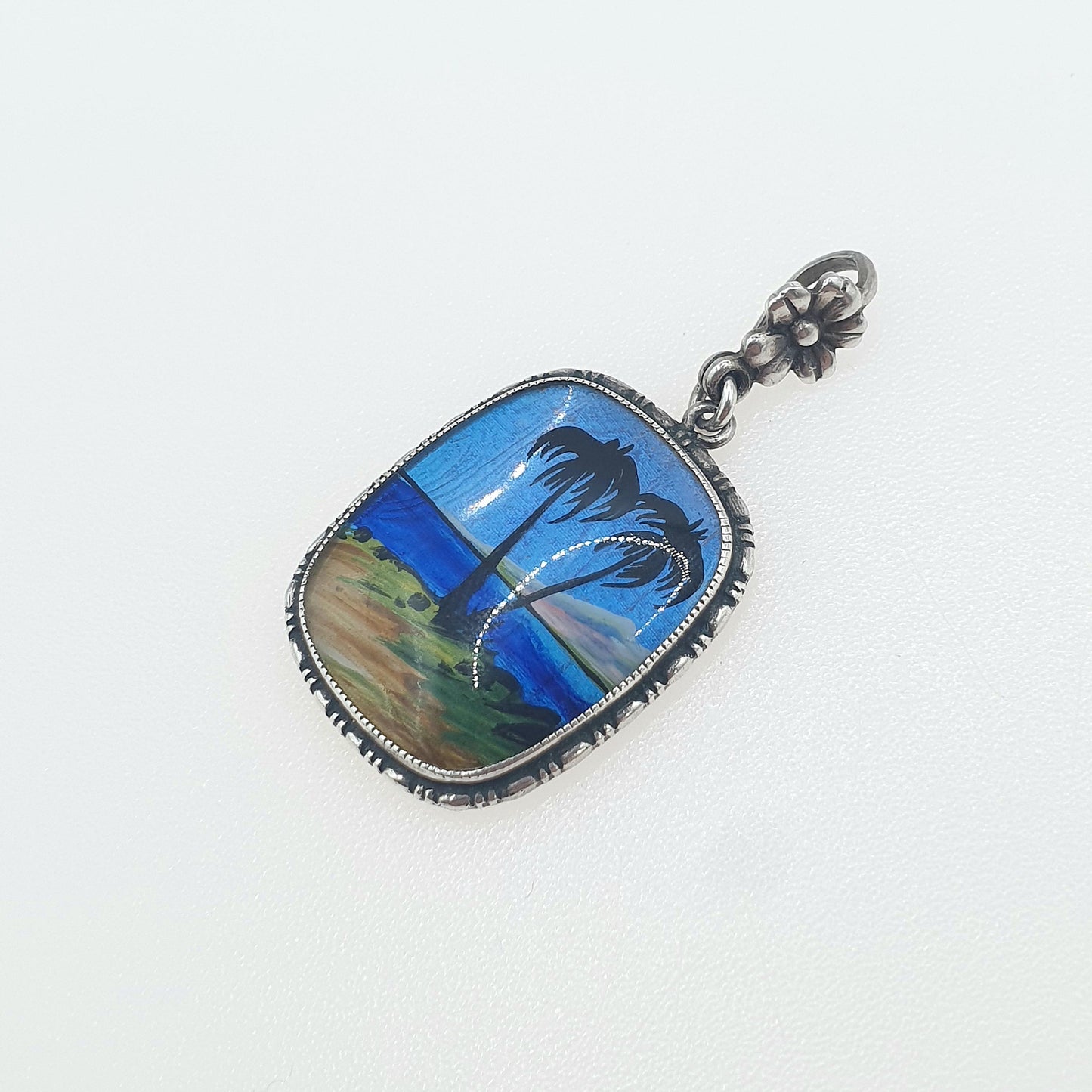 Antique Sterling Silver Butterfly Wing Pendant Palm Beach Necklace TLM Art Deco Morpho Blue Insect Bug Vintage Jewelry Jewellery