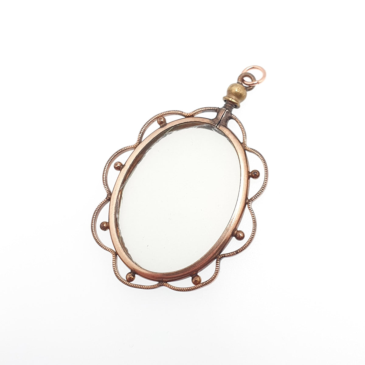 Antique Rose Rolled Gold Locket Picture Pendant Gold Filled Double Sided Large Oval Necklace Photo Vintage