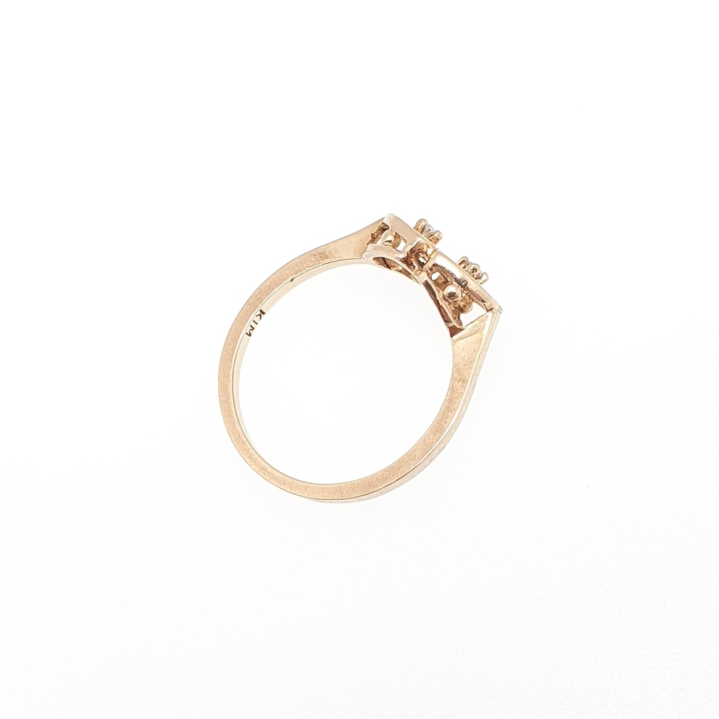 Vintage 10k Gold Double Heart Diamond Ring Solid 10kt 417 Genuine Natural Gemstone Jewelry Jewellery Womens